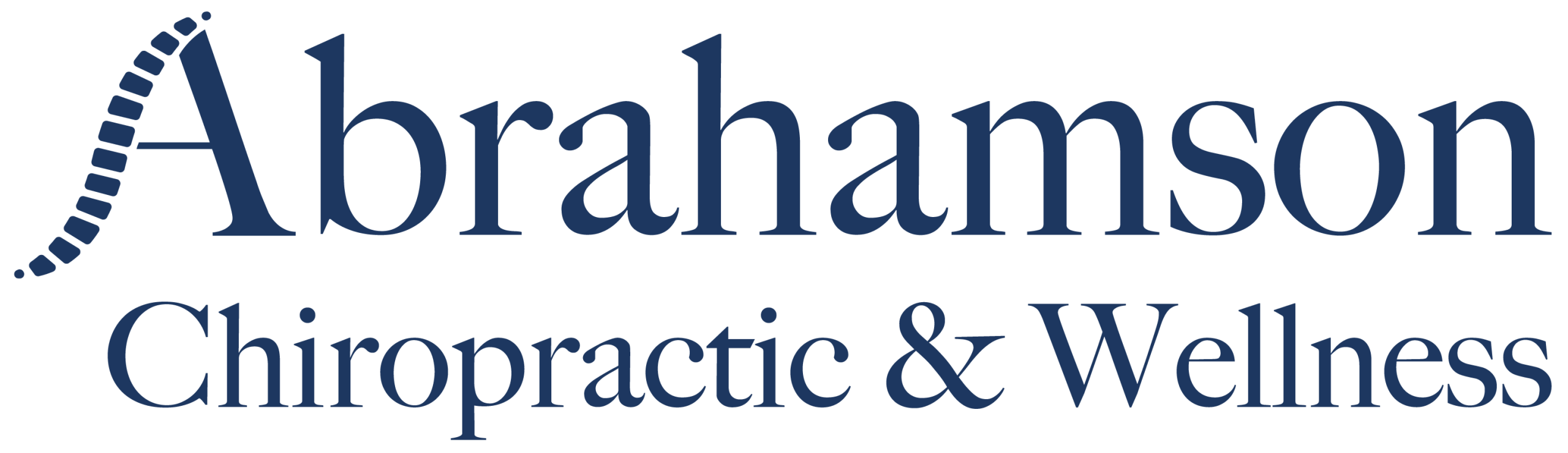 Abrahamson Chiropractic & Wellness logo with a stylized spine forming part of the letter "A.